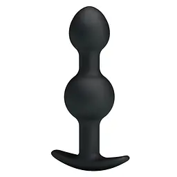 Анальна пробка зі зміщеннями центрів ваги Pretty Love silicone Anal balls Black, 10,4х2.2-2.6 см, чорний - мініатюра 7