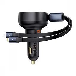 АЗП Baseus Enjoyment Pro 60W (USB) + Retractable Type-C+Lightning Cables