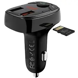 АЗП FM модулятор Hoco DE35 Max 18W (2USB-A) Black - мініатюра 2