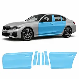 Антигравійна захисна бронеплівка за лекалами для BMW 3 Series G20 2019-2022 - зони дверей і стійки вікон