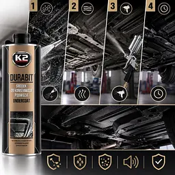 Антикорозійне захисне покриття днища автомобіля К2 DURABIT UNDERCOAT 1л Антигравій (під пульверизатор-пістолет) Чорний (L325) - мініатюра 2