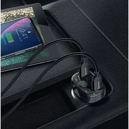 FM-модулятор трансмітер Baseus T-Typed + bluetooth (2USB) CCTM-01 Black - мініатюра 7