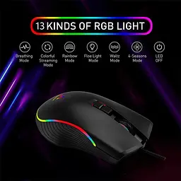 Миша Aikun Optical Gaming Mouse Backlight GX66 7200DPI провідна чорна - мініатюра 8