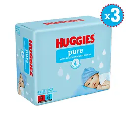 Набір вологі серветки Huggies Pure 672 шт. (3 уп. x 224 шт.)