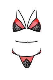 Комплект білизни Passion Peonia Set L/XL red бра трусики - мініатюра 3