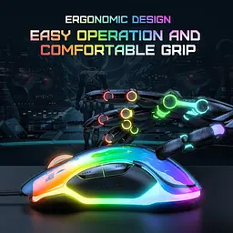Комп'ютерна мишка Onikuma дротова C24 з RGB підсвіткою прозорий корпус 800-7200 DPI Dual Scroll для ПК - мініатюра 7