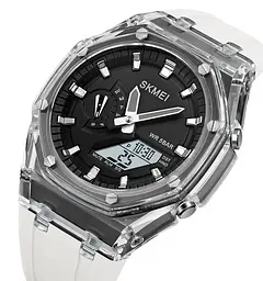 Наручний годинник чоловічий Skmei 2100 White Black, 2100WTBK (18435) - мініатюра 2
