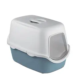 Stefanplast Cat toilet Cathy with filter - Закритий туалет для котів з фільтром сине-сталевий