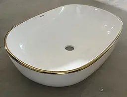 Умивальник накладний Mixxus Premium Ellipse-0105 Edge Gold 600x400x150 мм MP6564, Білий - мініатюра 4