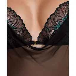 Сорочка Passion DELIENA CHEMISE S/M black, стрінги із заниженою талією - мініатюра 5