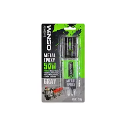 Автомобільний клей WINSO епоксидний двокомпонентний Metal Epoxy 30 г, сірий (300500)