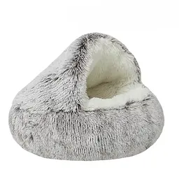 Плюшева лежанка Люпосанчик Brown Plush Pet Bed для котів та собак d 50 см