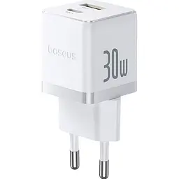 Мережевий зарядний пристрій Baseus Palm Fast Charger USB-A/USB-C 30W + Cable USB-C to USB-C 60W 1m White (P1011160A213-01) [168073] - мініатюра 5