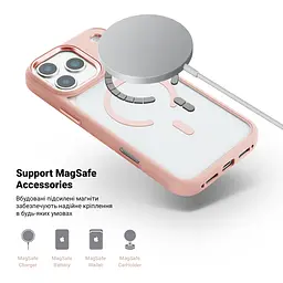 Чехол Apple iPhone 17 Pro Max, Unit MagSafe, розовый, прозрачный, магсейф, противоударный, магнитный, панель-накладка с поддержкой MagSafe, с поддержкой беспроводной зарядки, TPU+PC, защита всего корпуса, ударопрочный, ArmorStandart (ARM86303) - мініатюра 4