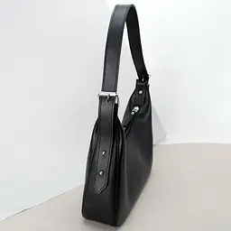 Сумка багет жіноча шкіряна чорна Handycover S452 на плече - мініатюра 2