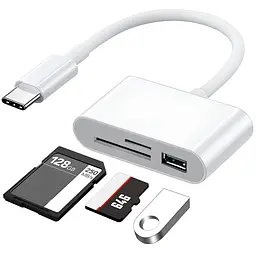 Кардридер/перехідник з Type-C на USB (1 x USB, 1 x microSD, 1 x SD/SDHC/SDXC). Для флешок та інших пристроїв