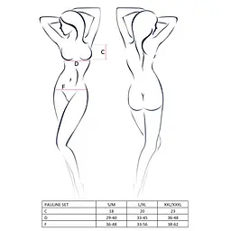 Комплект білизни Passion PAULINE SET S/M, black, стрепи, ліф, стрінги і пояс для панчох - мініатюра 7