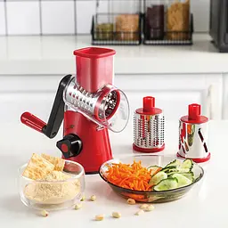 Універсальна ручна овочерізка подрібнювач терка мультислайсер, Kitchen Master Червоний 85795 - мініатюра 4