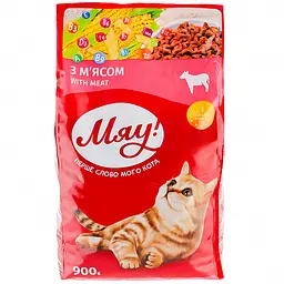Сухий корм для кішок Мяу! зі смаком м'яса 900 г (4820083905742)