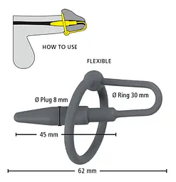 Ерекційне кільце - Penis Plug With Glans Ring - мініатюра 6