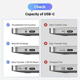 Перехідник USB-C to DisplayPort Ugreen CM654 Thunderbolt 4 8k 60hz Grey (15575) - мініатюра 7