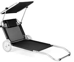 Шезлонг лежак Outtec Sun з дашком чорний