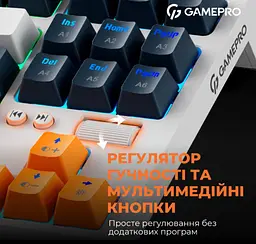 Механічна ігрова клавіатура GamePro GPMK-18 Red Switch Hot-Swap TKL RGB White - мініатюра 14