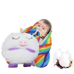 Дитячий спальний мішок-плюшева іграшка подушка Єдиноріг Baby sleeping bag Size S WHITE 3 в 1 теплий - мініатюра 6