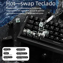 Ігрова дротова магнітна клавіатура FreeWolf F68 / Magnetic Switch / RGB / Wired / Black - мініатюра 5