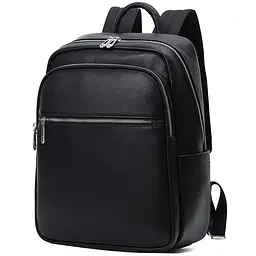 Чоловічий шкіряний рюкзак для поїздок і прогулянок чорний Tiding Bag 75362