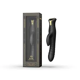 Пульсатор-кролик з вібрацією Zalo Mose Obsidian Black, нагрівання до 42°, кристал Swarovski - мініатюра 7