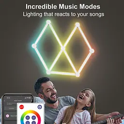 Модульный настінний світильник LED RGB 5V SAL-014B 9pcs Bluetooth USB with app White - мініатюра 3