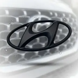 Емблема Hyundai 129х64 мм (2 напрямні + скотч) Чорна матова (OEM: 86300-4R100, 863004R100) - мініатюра 3