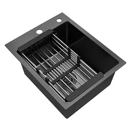Кухонна мийка Kroner KRP PVD Schwarze - 4050HM (3,0/1,0 мм) (CV035374) - мініатюра 4