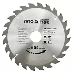 Диск пиляльний победітовий по дереву YATO 184х30х3.2х2.2 мм (YT-6060)