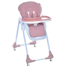 Стільчик для годування з колесами кошиком екошкіра рожевий (M 3233L Pink)