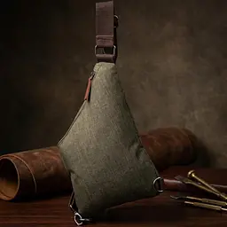 Зручна сумка через плече для чоловіків із текстилю Vintage 22197 оливковий - мініатюра 4