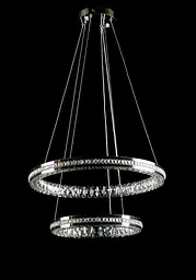 Підвісна двоярусна хромована LED-люстра Splendid Ray L50503J/600+400/2 LED з кришталевими кільцями 60 та 40 см - мініатюра 2