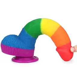 Фалоімітатор LoveToy 9'' Prider 22.5 см райдужний - мініатюра 10