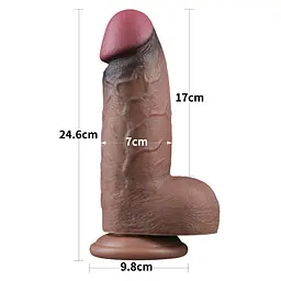 Фалоімітатор Dual-Layered Silicone Nature Cock 9.5'' 24.6 см (коричневий) - мініатюра 10