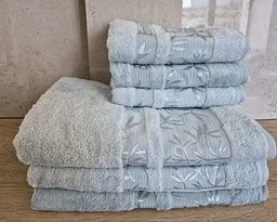 Набір бамбукових турецьких махрових рушників Cestepe 50х90 3 штуки + 70х140 3 штуки Bamboo Zumrut Light Blue