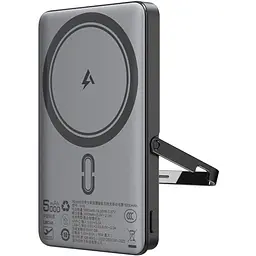 Універсальна мобільна батарея Acefast Magnetic Wireless 5000mAh 18W PD,QC3.0 USB-C In/Out,with holder, ультра тонкий M16 Чорний - мініатюра 3