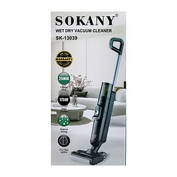 Вертикальний пилосос SOKANY SK-13039 акумуляторний для сухого та вологого прибирання, чорний - мініатюра 9