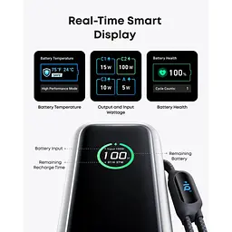Батарея універсальна Anker 25000mAh, 165W, PD/3/0, QC/3/0, Built-In Double USB-C Cables, silver (A1695H41) - мініатюра 4