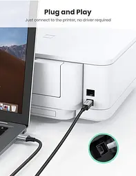 Кабель UGREEN US369 USB 2.0 to USB type B USB Printer Cable для принтерів, сканерів, МФУ 2 м Black (80803) - мініатюра 5