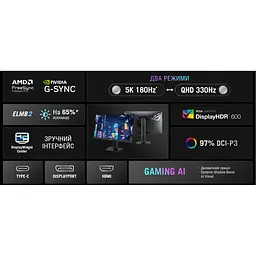 Монітор ASUS 26.5" ROG Strix XG27JCG WOLED QHD OLED 280Hz (90LM0CE0-B01371) - мініатюра 7