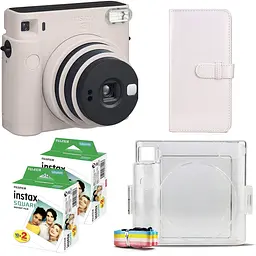 Подарочный набор фотоаппарат Fujifilm Instax Square SQ1, Фотобумага 40 шт, Прозрачный чехол, Фотоальбом 80