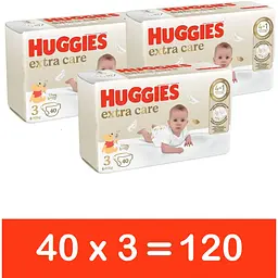 Набор подгузников Huggies Extra Care Jumbo 3 (6-10 кг), 120 шт.