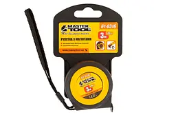 Вимірювальна рулетка MasterTool 3м x 16 мм магніт гумова автостоп - мініатюра 4