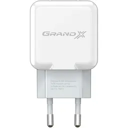 Мережевий зарядний пристрій Grand-X (1xUSB 2.1A) White (CH-03W) - мініатюра 2